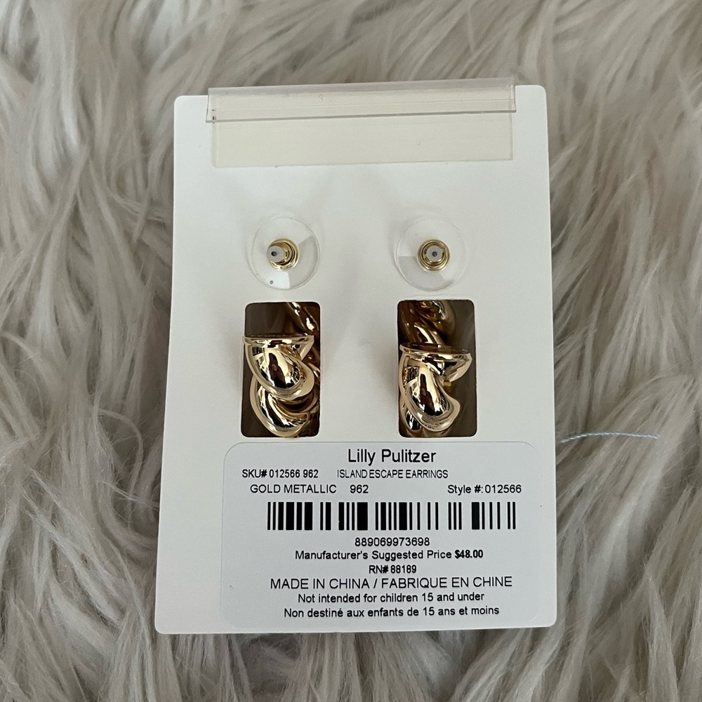 {Lilly Pulitzer} Island Escape Twist Hoop Earrings in Gold - NWT - Picture 4 of 4